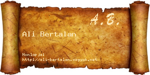 Ali Bertalan névjegykártya
