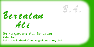 bertalan ali business card